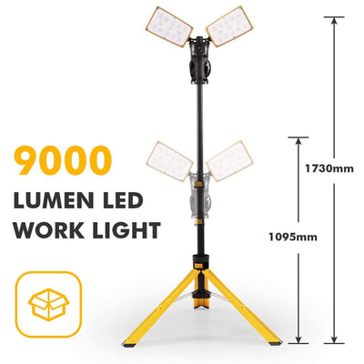 9000 Lumen Rotating Dual Head LED Adjustable Portable Work Light w/ Stand (Used)