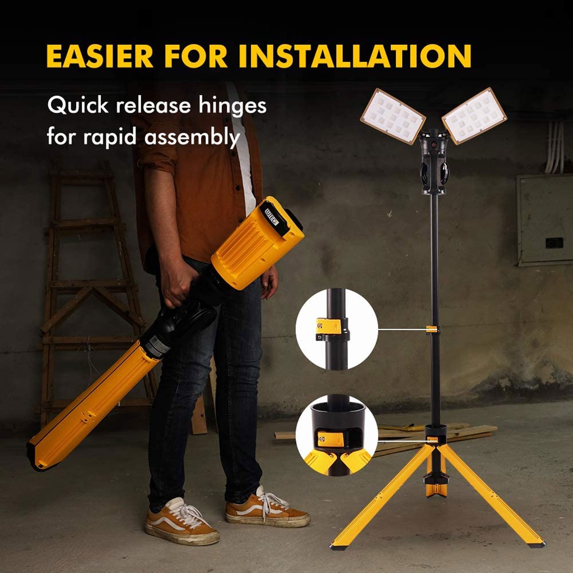 9000 Lumen Rotating Dual Head LED Adjustable Portable Work Light w/ Stand (Used) - VMInnovations