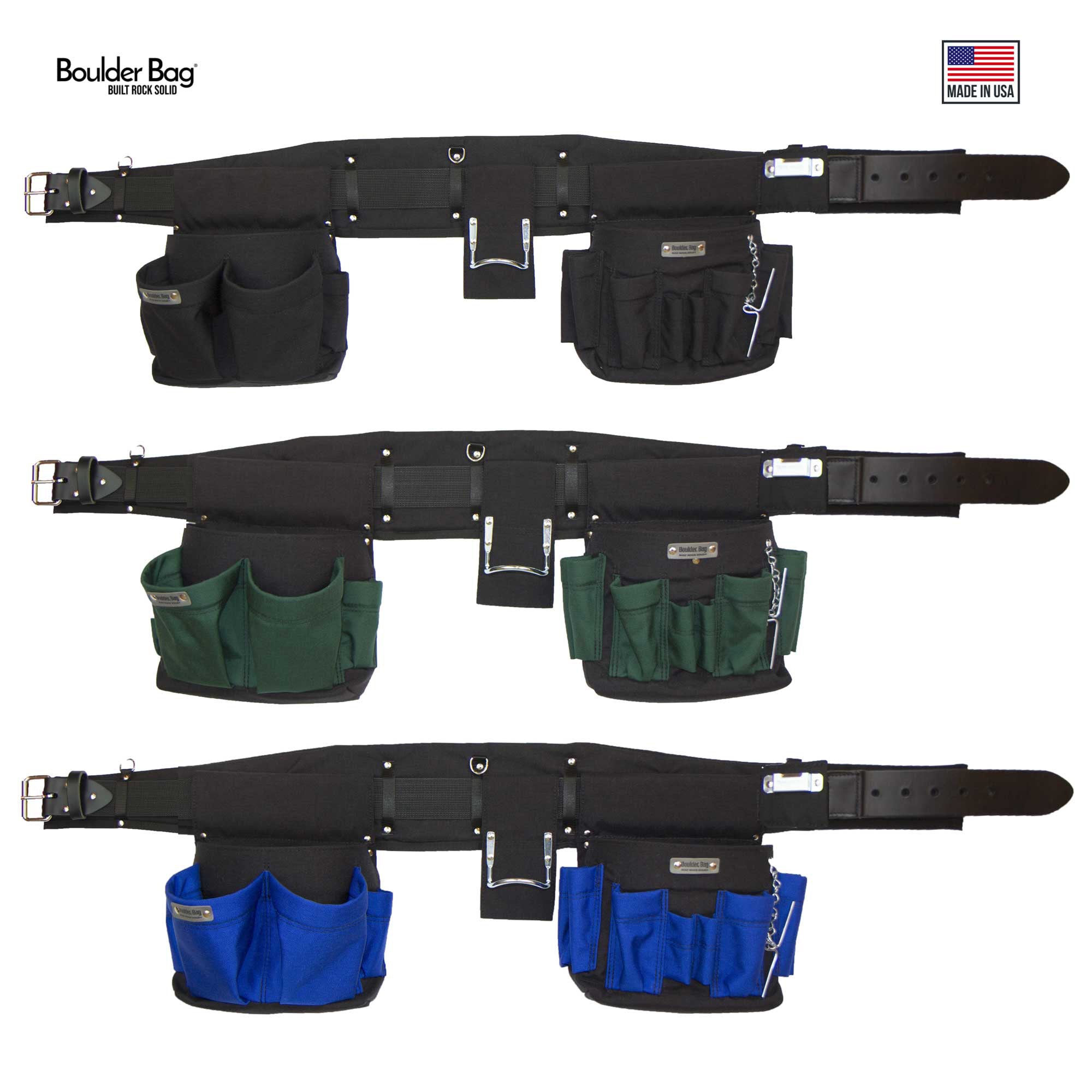 Boulder Bag Ultimate Comfort Combo 104 Electrician Tool Belt, 31-35", Green