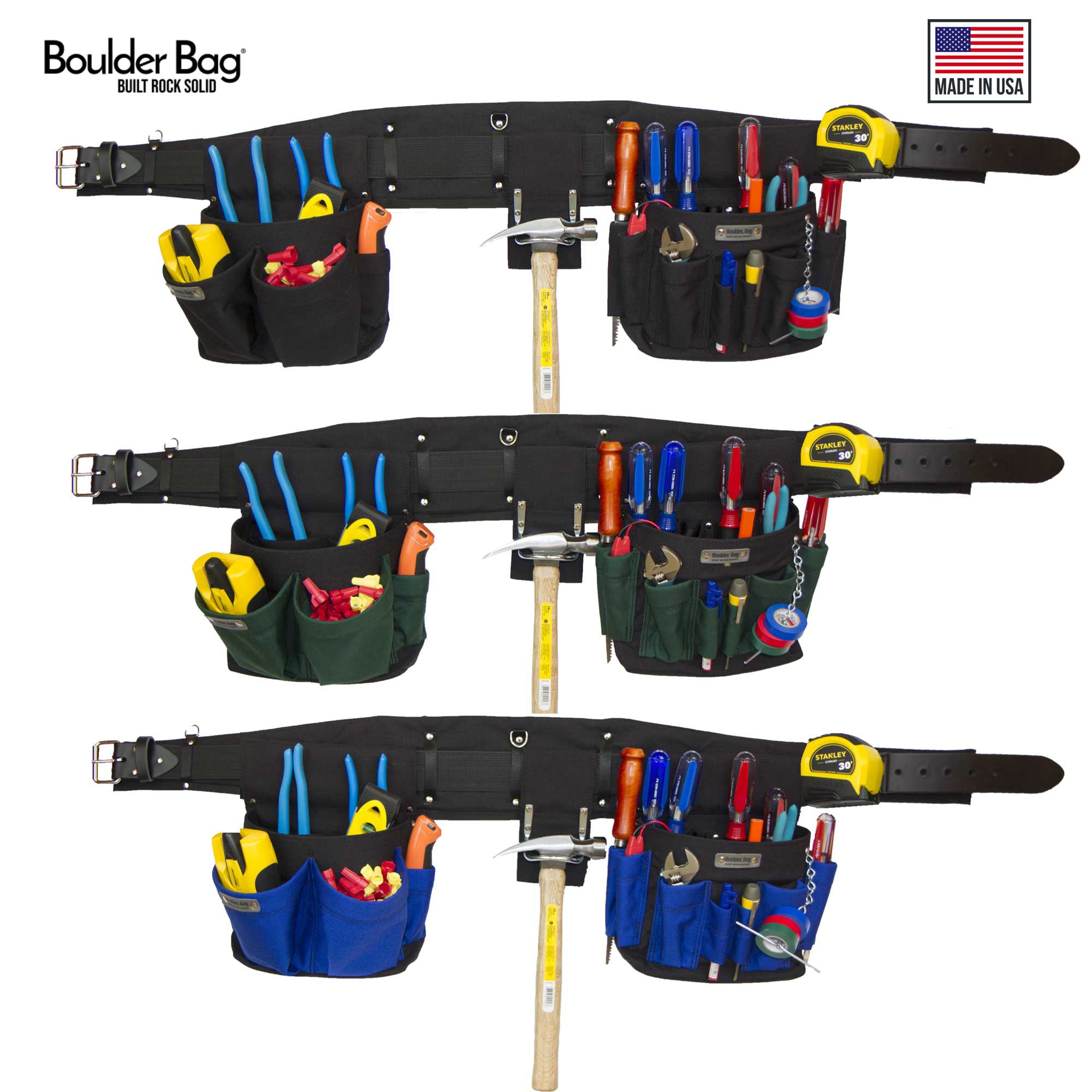 Boulder Bag Ultimate Comfort Combo 104 Electrician Tool Belt, 31-35", Green