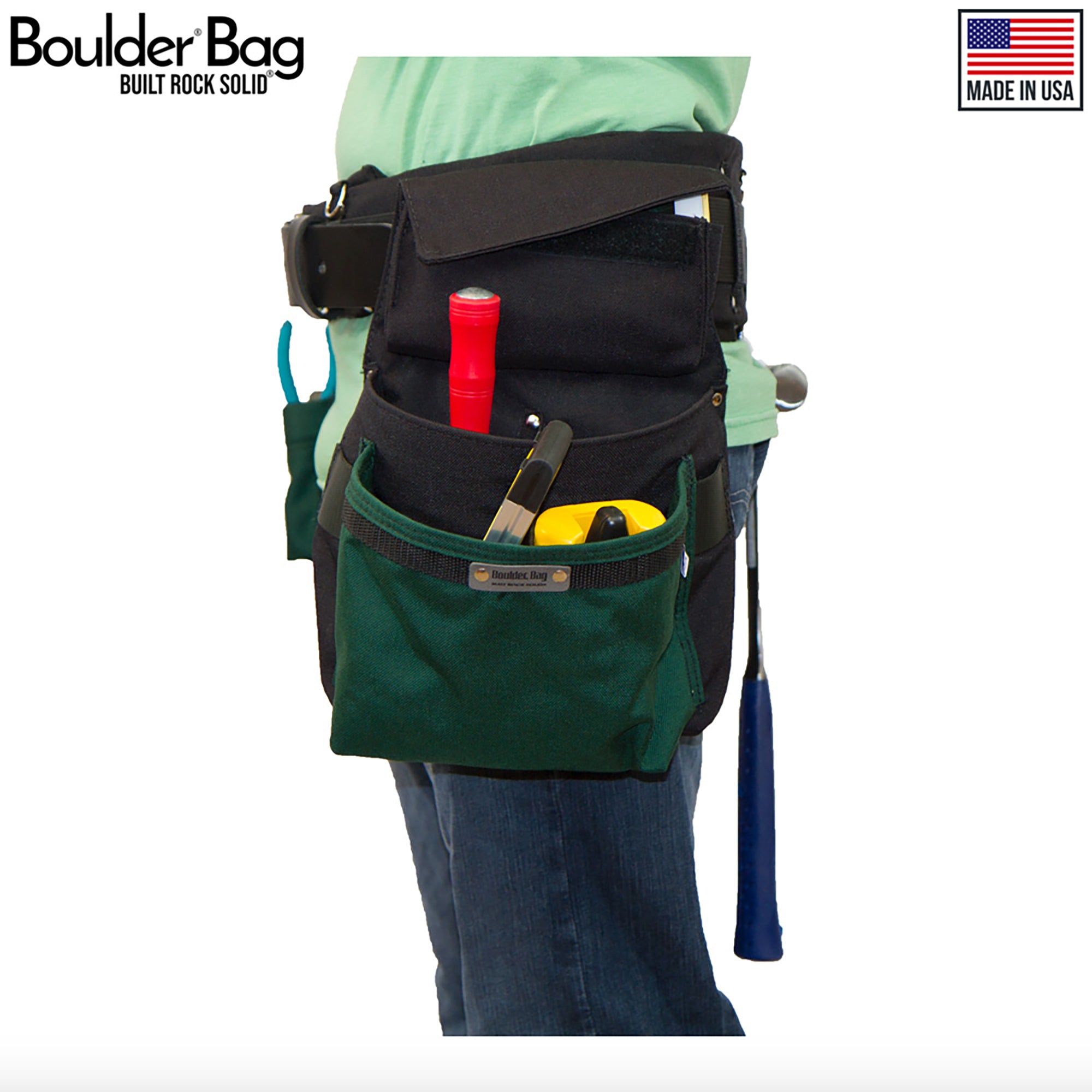 Boulder Bag Ultimate Comfort Combo 104 Electrician Tool Belt, 31-35", Green