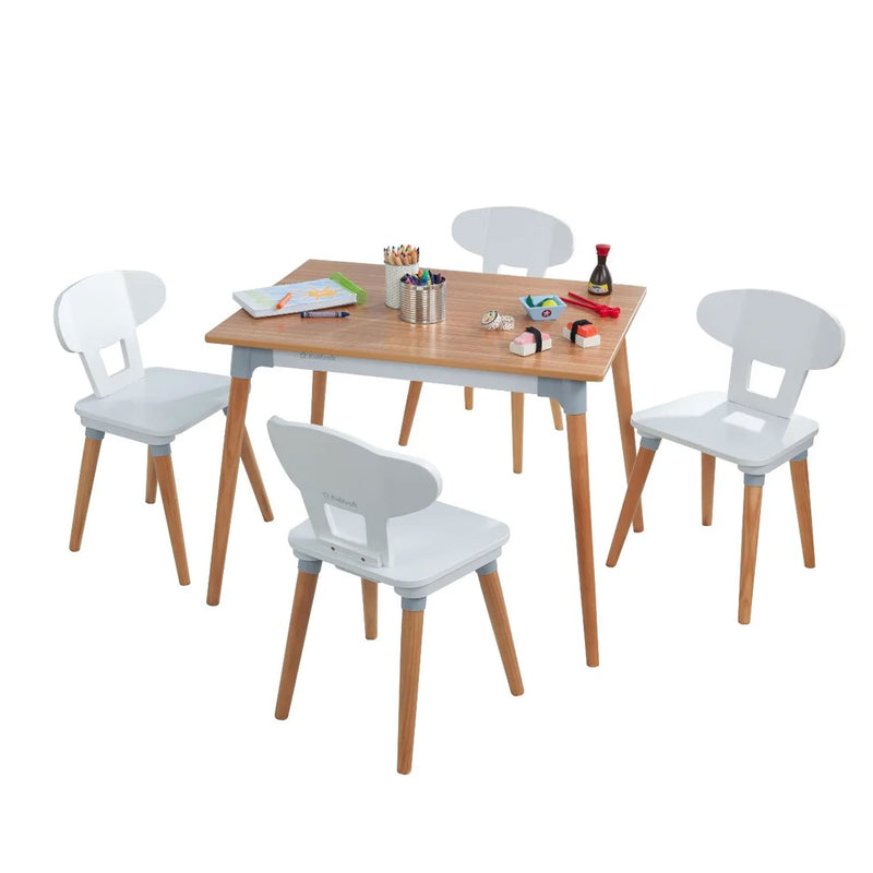 KidKraft 26196 Kid Toddler Table and 4 Chair Set, Natural/White (For Parts)
