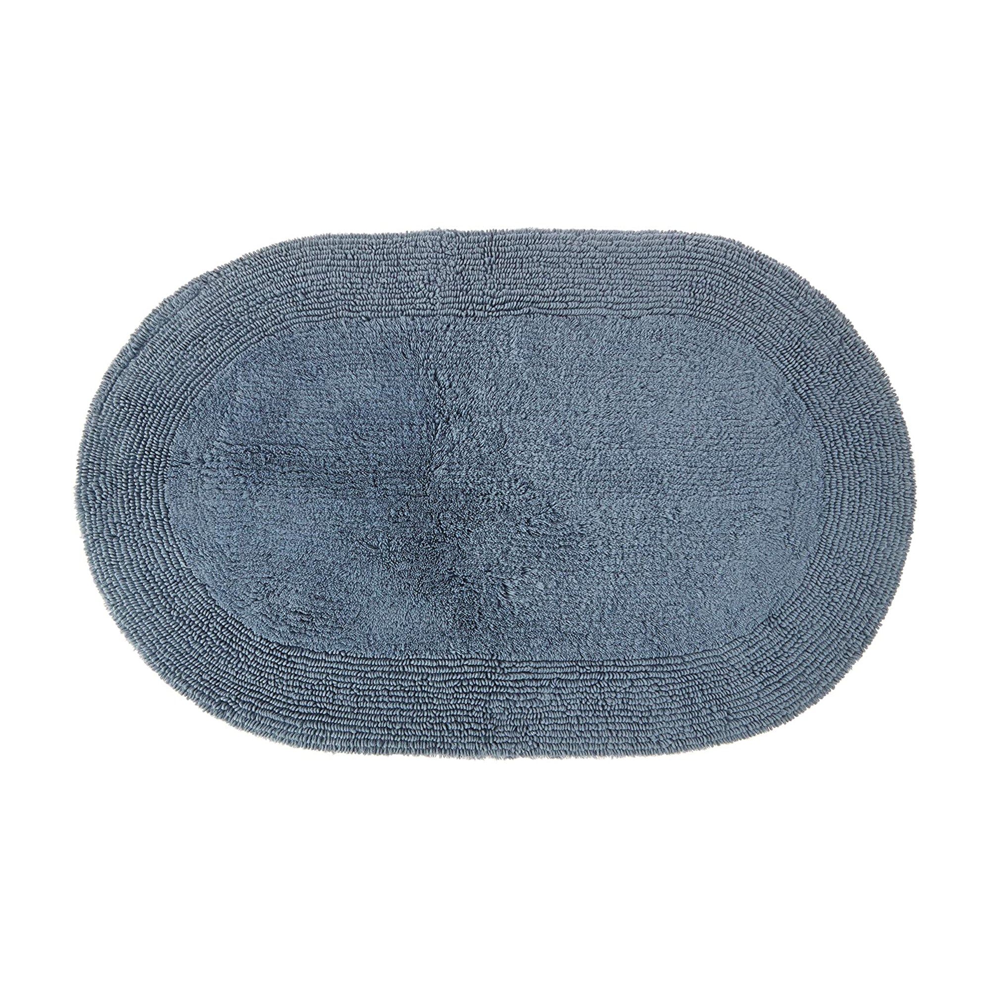 Grund Puro Organic Cotton 34 x 21" Reversible Luxury Bath Rug, Blue (Open Box)