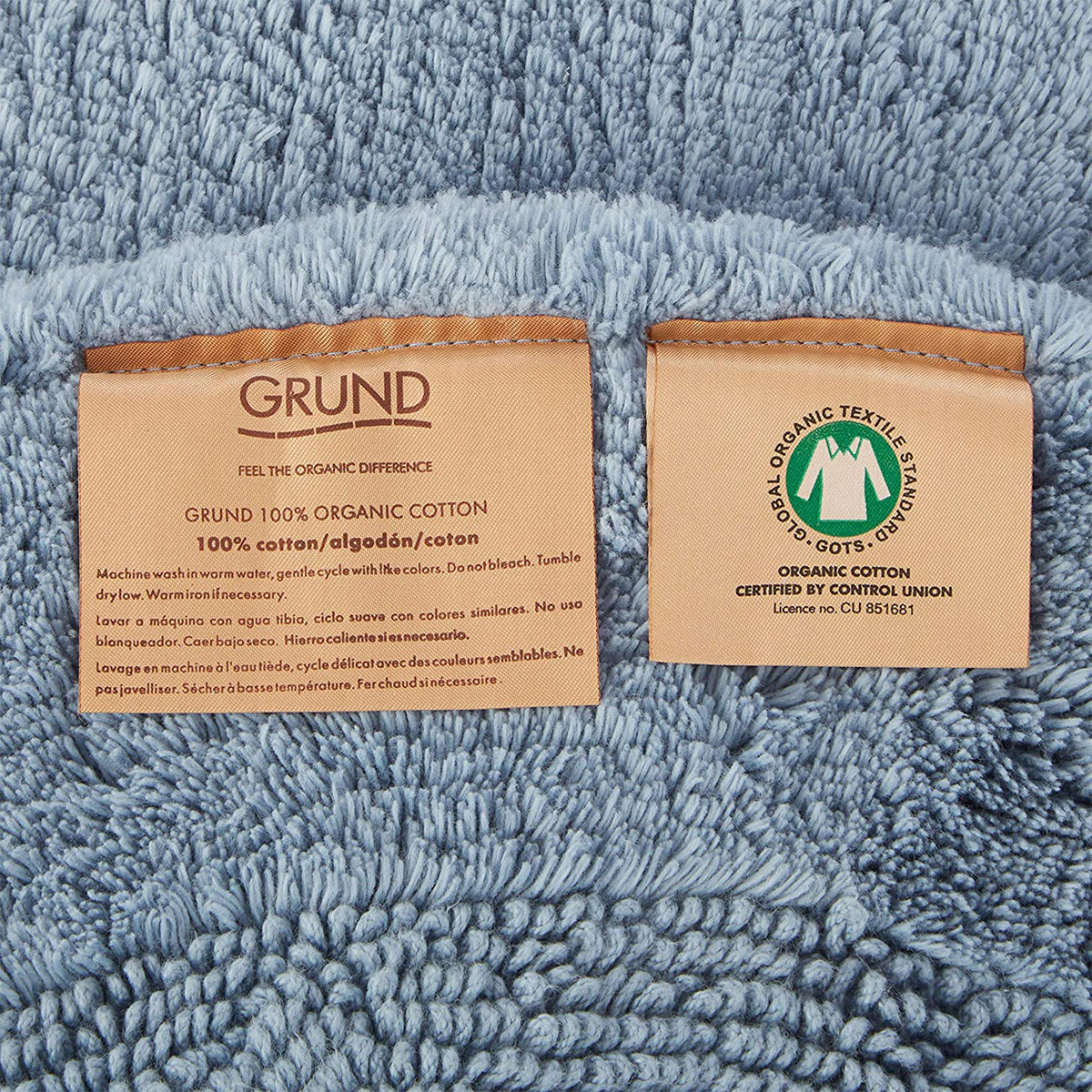 Grund Puro Organic Cotton 34 x 21" Reversible Luxury Bath Rug, Blue (Open Box)