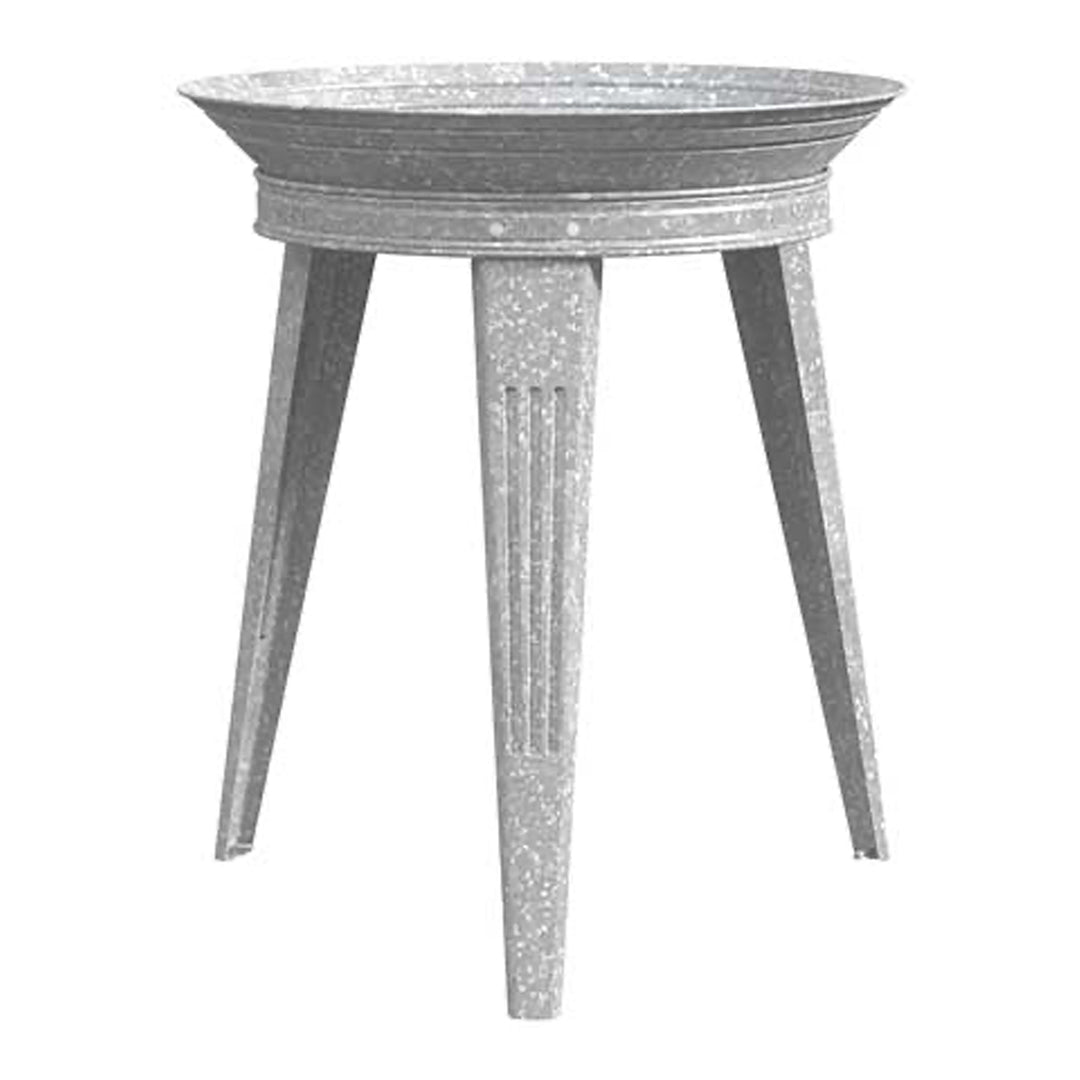 Panacea 82930 Galvanized Vintage Style Metal Bird Bath and Pedestal Stand, Gray