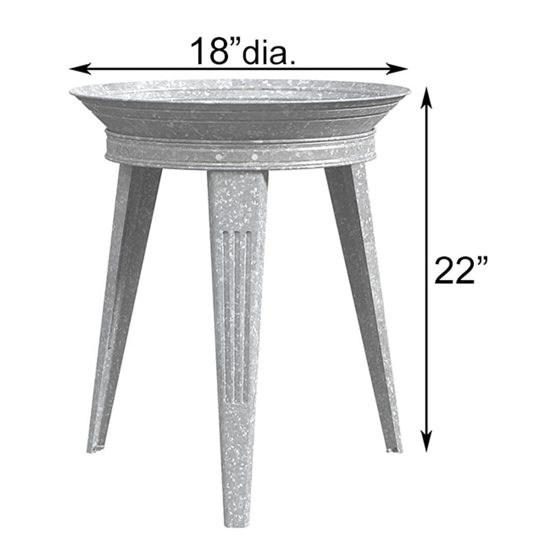 Panacea Galvanized Vintage Metal Bird Bath and Pedestal Stand, Gray (Open Box)