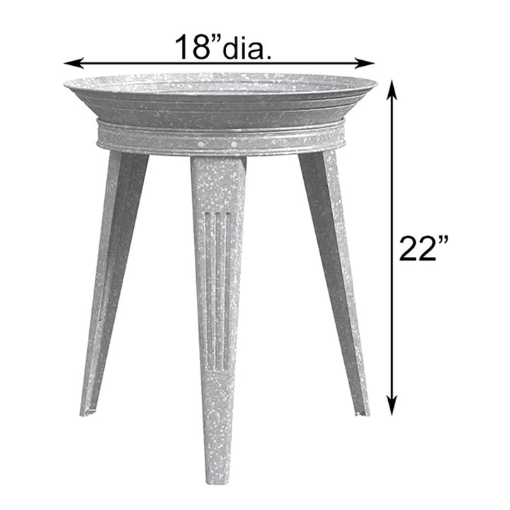 Panacea 82930 Galvanized Vintage Style Metal Bird Bath and Pedestal Stand, Gray