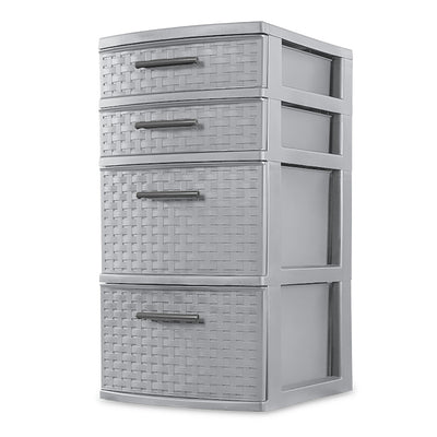 Sterilite 26226A02 4 Drawer Organizer Storage Tower with Medium Weave, Gray (Open Box)