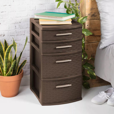 Sterilite 26226A02 4 Drawer Organizer Storage Tower with Medium Weave, Gray (Open Box)
