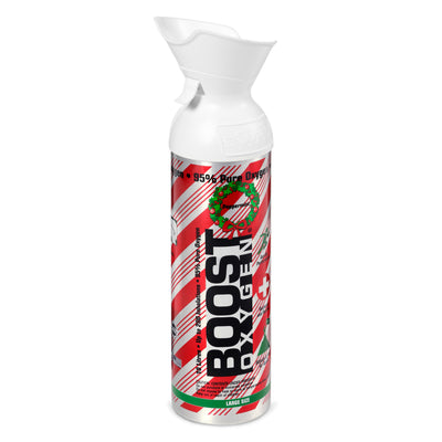 Boost Oxygen 10L Canned Oxygen Holiday Candy Cane Bottle, Peppermint (4 Pack) - VMInnovations
