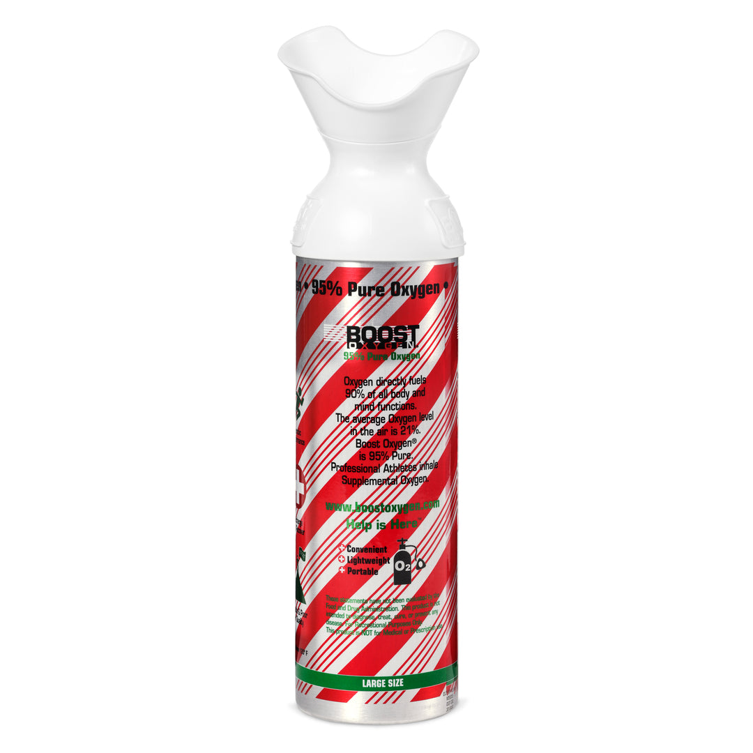 Boost Oxygen 10L Canned Oxygen Holiday Candy Cane Bottle, Peppermint (6 Pack)