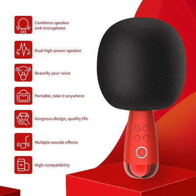 CALF G2 Bluetooth Wireless Portable Handheld Karaoke Microphone & Speaker, Black (Refurbished)