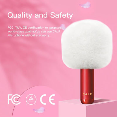 CALF Q5 Bluetooth Wireless Portable Handheld Karaoke Microphone & Speaker,Fluffy