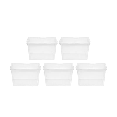 IRIS USA 55 Quart Snap Top Stackable Plastic Storage Box Container, Pack of 5