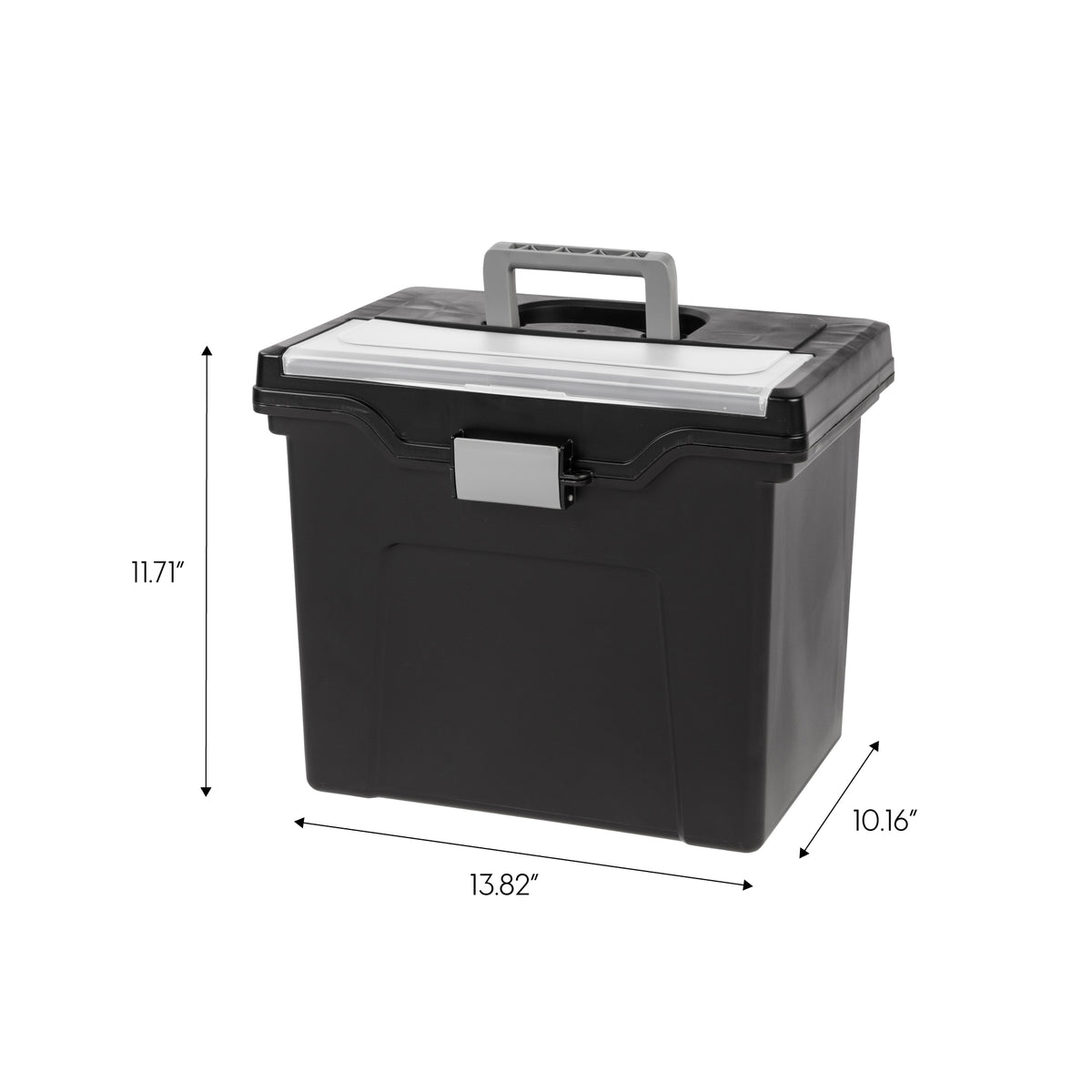 IRIS USA Letter Size Portable File Box with Organizer Lid, Black, Pack of 3