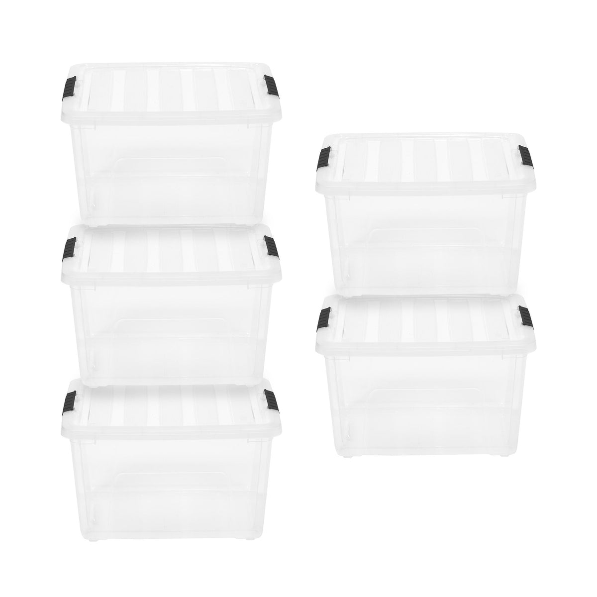 IRIS USA 38 Quart Stack and Pull Nesting Latching Storage Container, Set of 5
