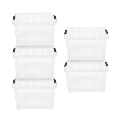 IRIS USA 38 Quart Stack and Pull Nesting Latching Storage Container, Set of 5