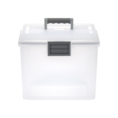 IRIS USA Plastic Legal File Storage Box for Letters with Organizer Lid, 2 Pack