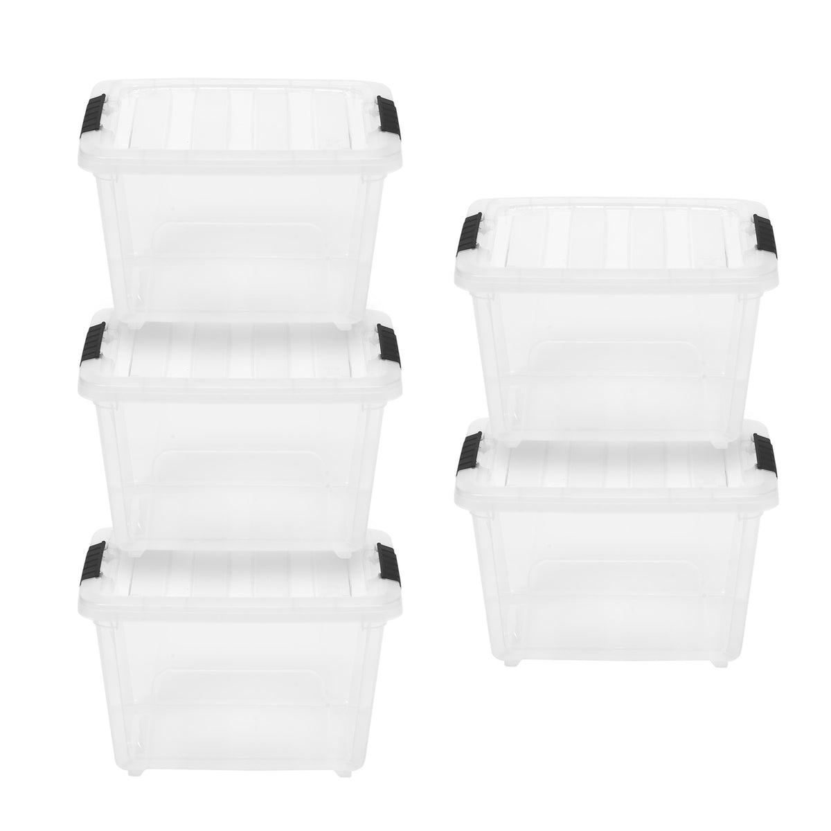 IRIS USA 17 Qt Stack and Pull Nesting Latching Container, Set of 5 (Open Box)