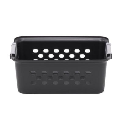 IRIS USA Plastic Storage Bin with Folding Handles, Black, Set of 10 (Open Box)
