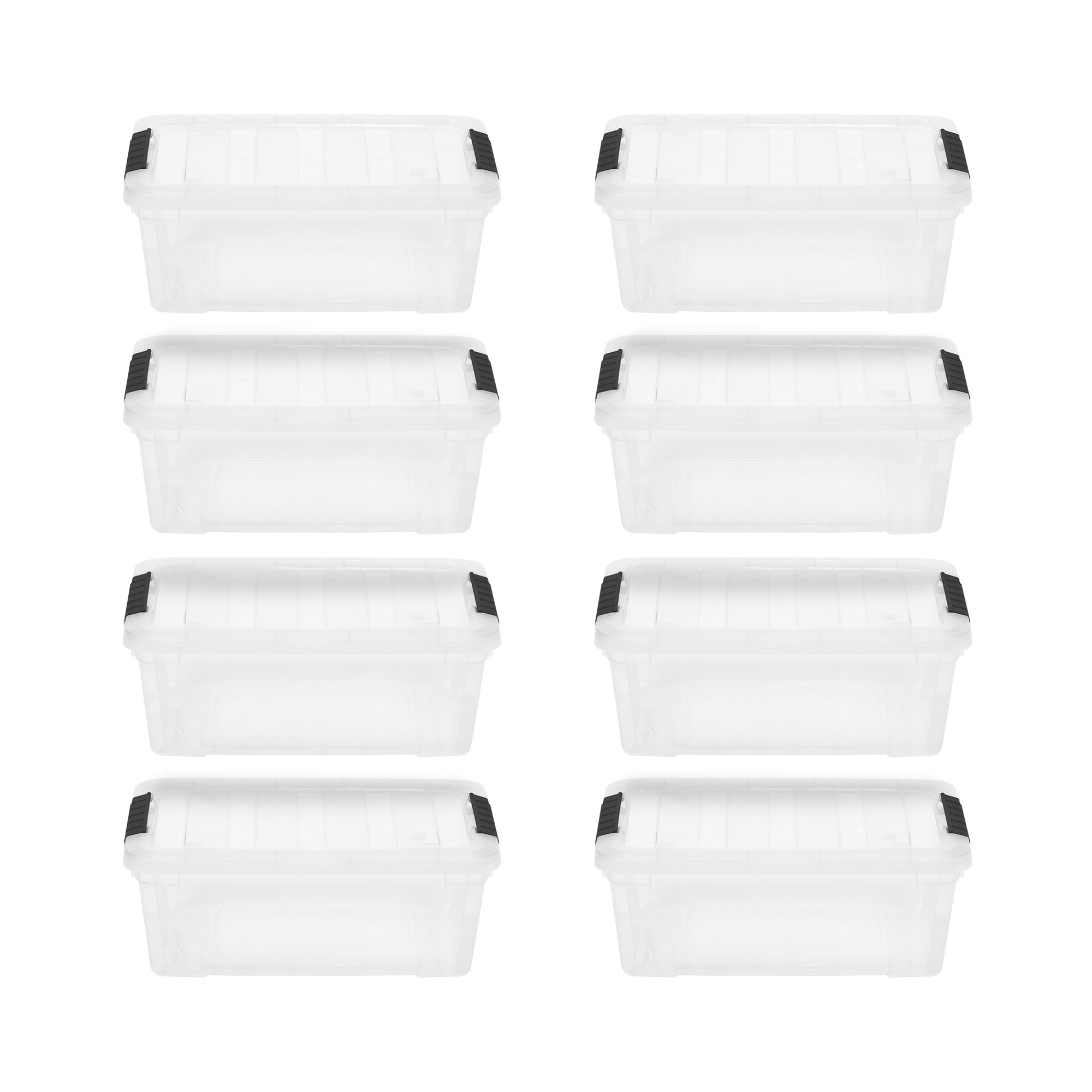 IRIS USA 13 Quart Stack and Pull Nesting Latching Storage Container, Set of 8