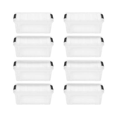 IRIS USA 13 Quart Stack and Pull Nesting Latching Storage Container, Set of 8
