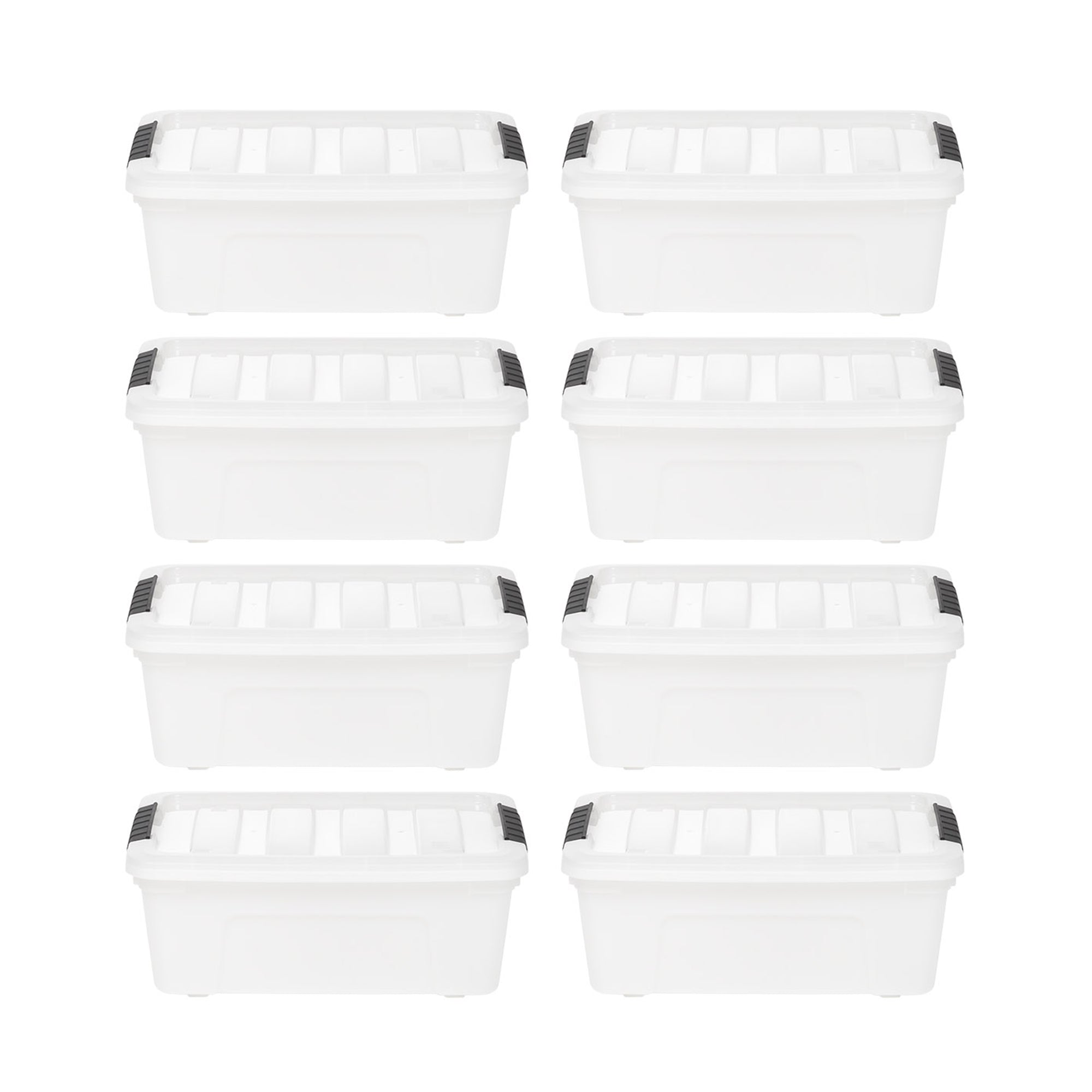 IRIS USA 13 Quart Stack and Pull Latching Storage Container, Opaque, Set of 8