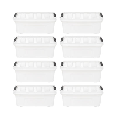 IRIS USA 13 Quart Stack and Pull Latching Storage Container, Opaque, Set of 8