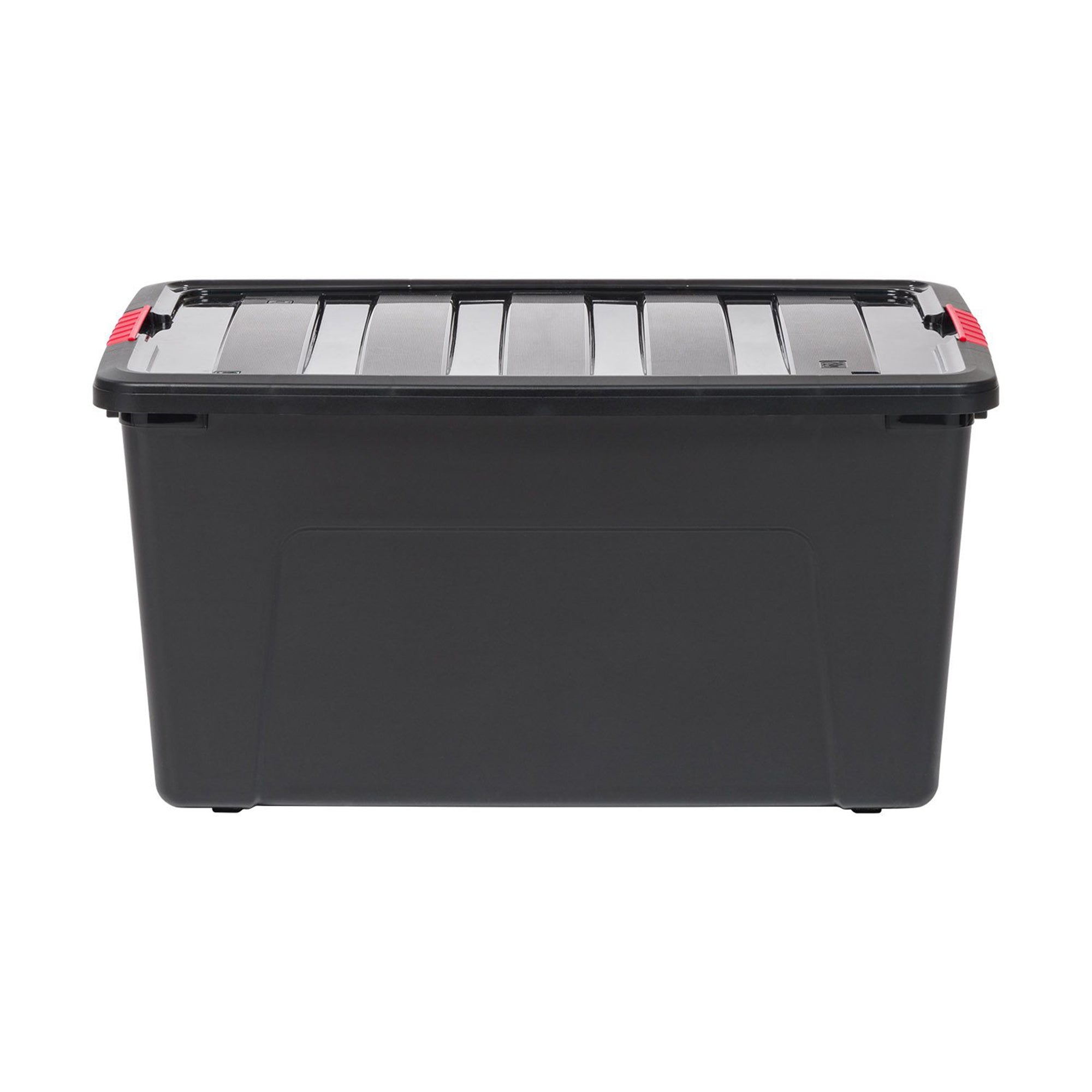 IRIS USA 70 Quart Stack & Pull Black Nesting Latching Storage Container, 3 Pack
