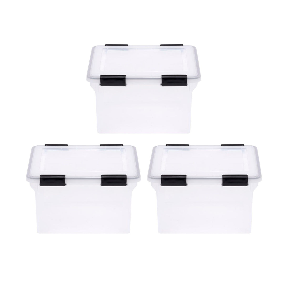 IRIS USA Plastic Legal File Storage Box for Letters with Organizer Lid, 3 Pack