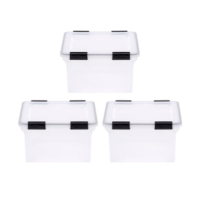 IRIS USA Plastic Legal File Storage Box for Letters with Organizer Lid, 3 Pack
