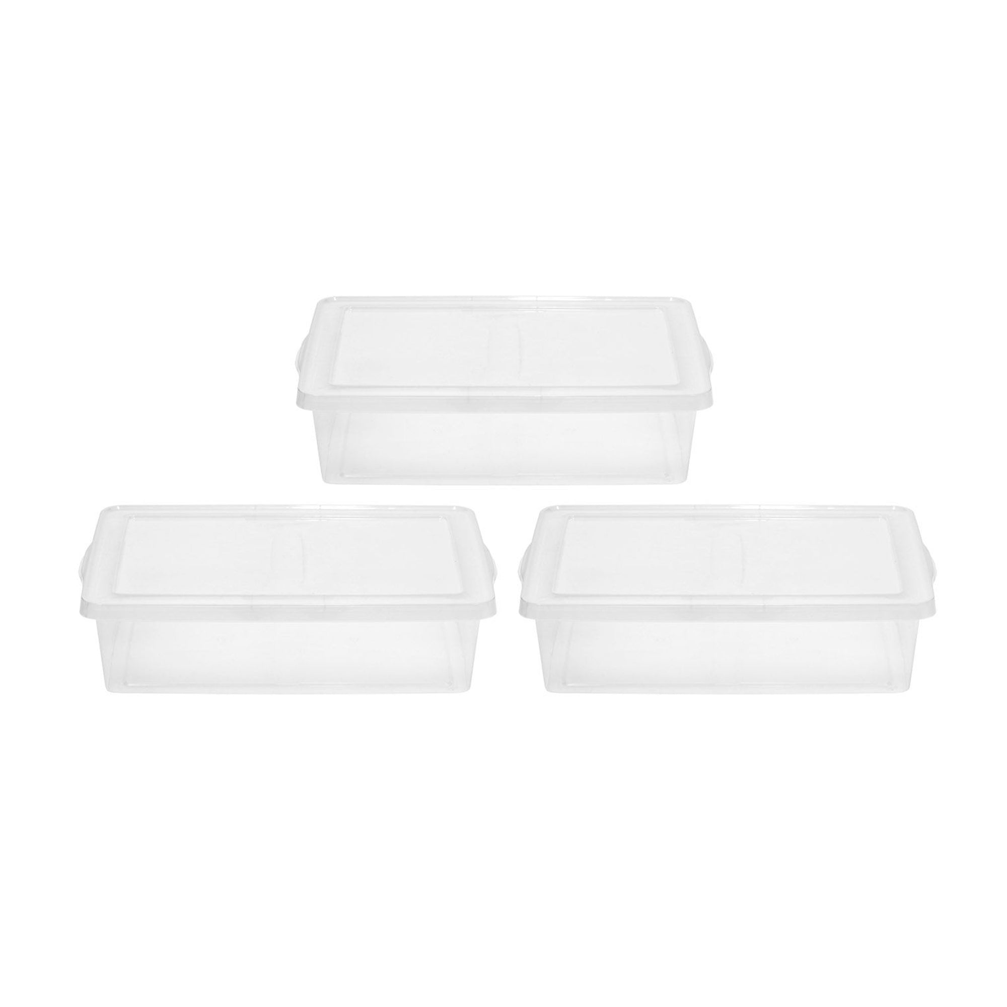 IRIS USA 26 Quart Clear Plastic Snap Top Box Tote Bin Storage Container, 3 Pack