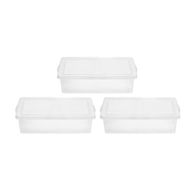 IRIS USA 26 Quart Clear Plastic Snap Top Box Tote Bin Storage Container, 3 Pack