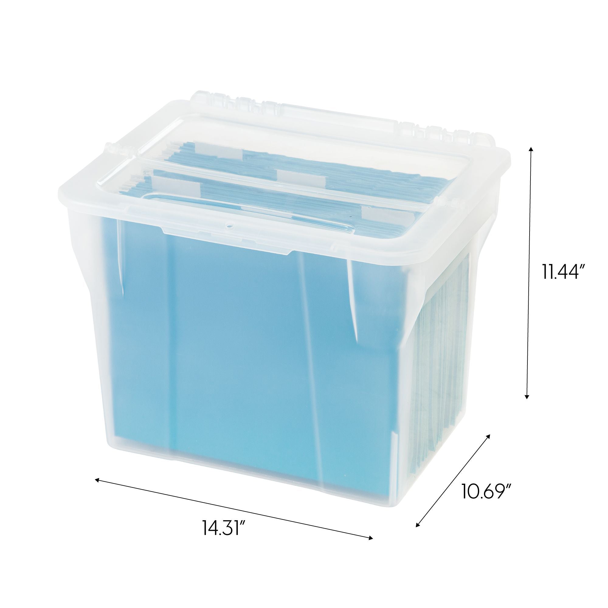 IRIS USA Clear Plastic File Organizer Box Storage Bin w/ Lid, 3 Pack (Open Box)