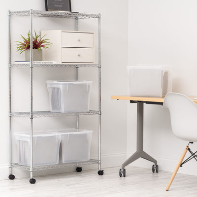 IRIS USA Clear Plastic File Organizer Box Storage Bin w/ Lid, 3 Pack (Open Box)