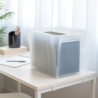 IRIS USA Clear Plastic File Organizer Box Storage Bin w/ Lid, 3 Pack (Open Box)