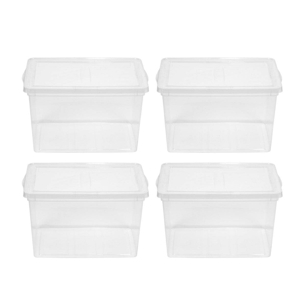 IRIS USA 65 Quart Snap Top Stackable Clear Plastic Storage Box Container, 4 Pack