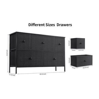 REAHOME 5 Drawer Steel Frame Storage Chest Dresser, Black Grey (Open Box) - VMInnovations