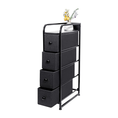 REAHOME 4 Drawer Vertical Storage Organizer Narrow Tower Dresser, Black Grey