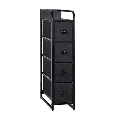 REAHOME 4 Drawer Vertical Storage Organizer Narrow Tower Dresser, Black Grey - VMInnovations