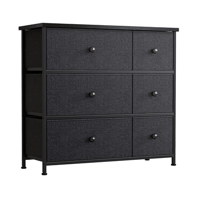 6 Drawer Steel Frame Bedroom Storage Chest Dresser, Black Grey (For Parts) - VMInnovations