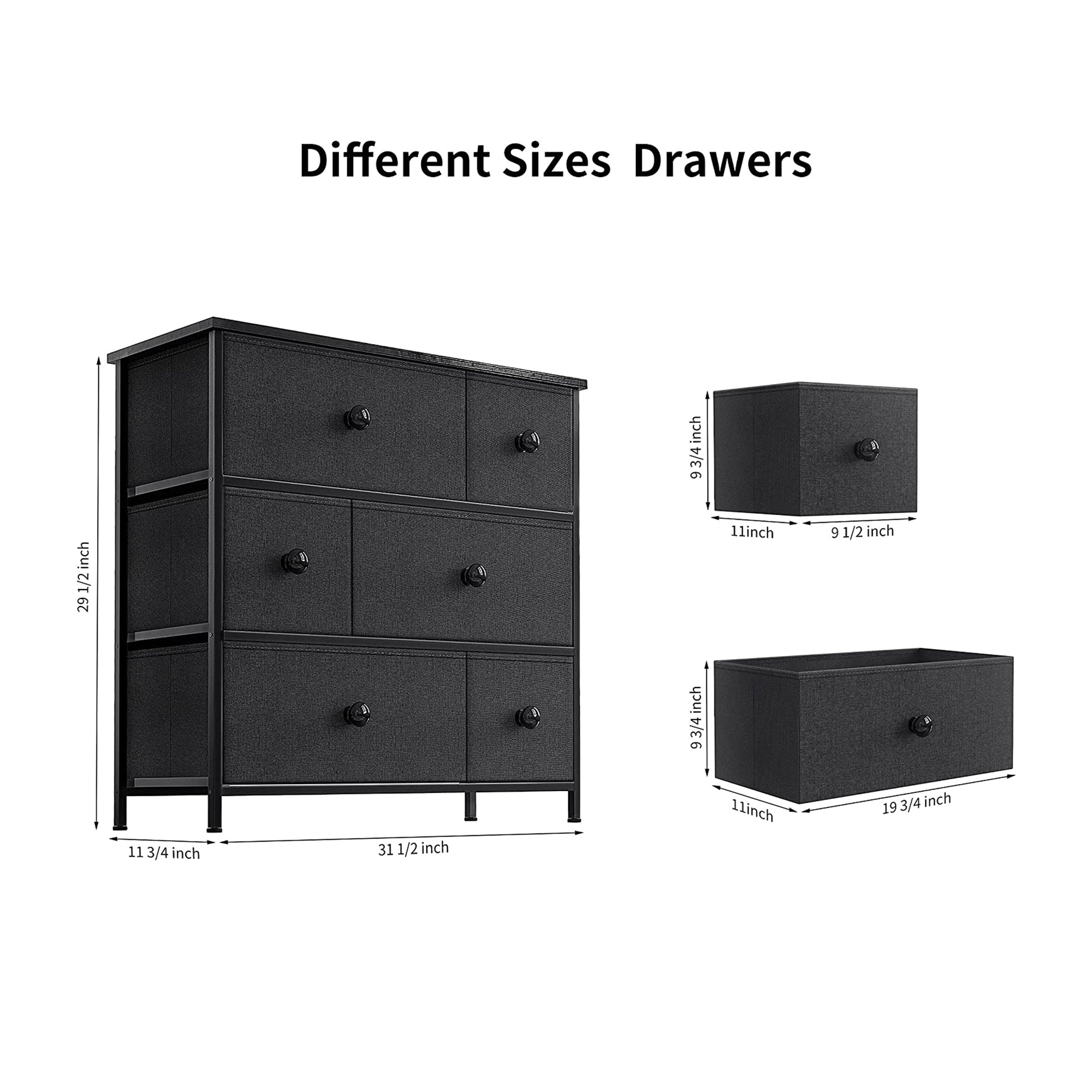 6 Drawer Steel Frame Bedroom Storage Chest Dresser, Black Grey (For Parts) - VMInnovations