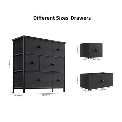 6 Drawer Steel Frame Bedroom Storage Chest Dresser, Black Grey (For Parts) - VMInnovations
