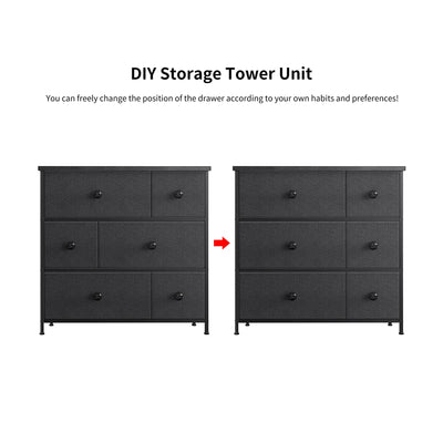 6 Drawer Steel Frame Bedroom Storage Chest Dresser, Black Grey (For Parts) - VMInnovations