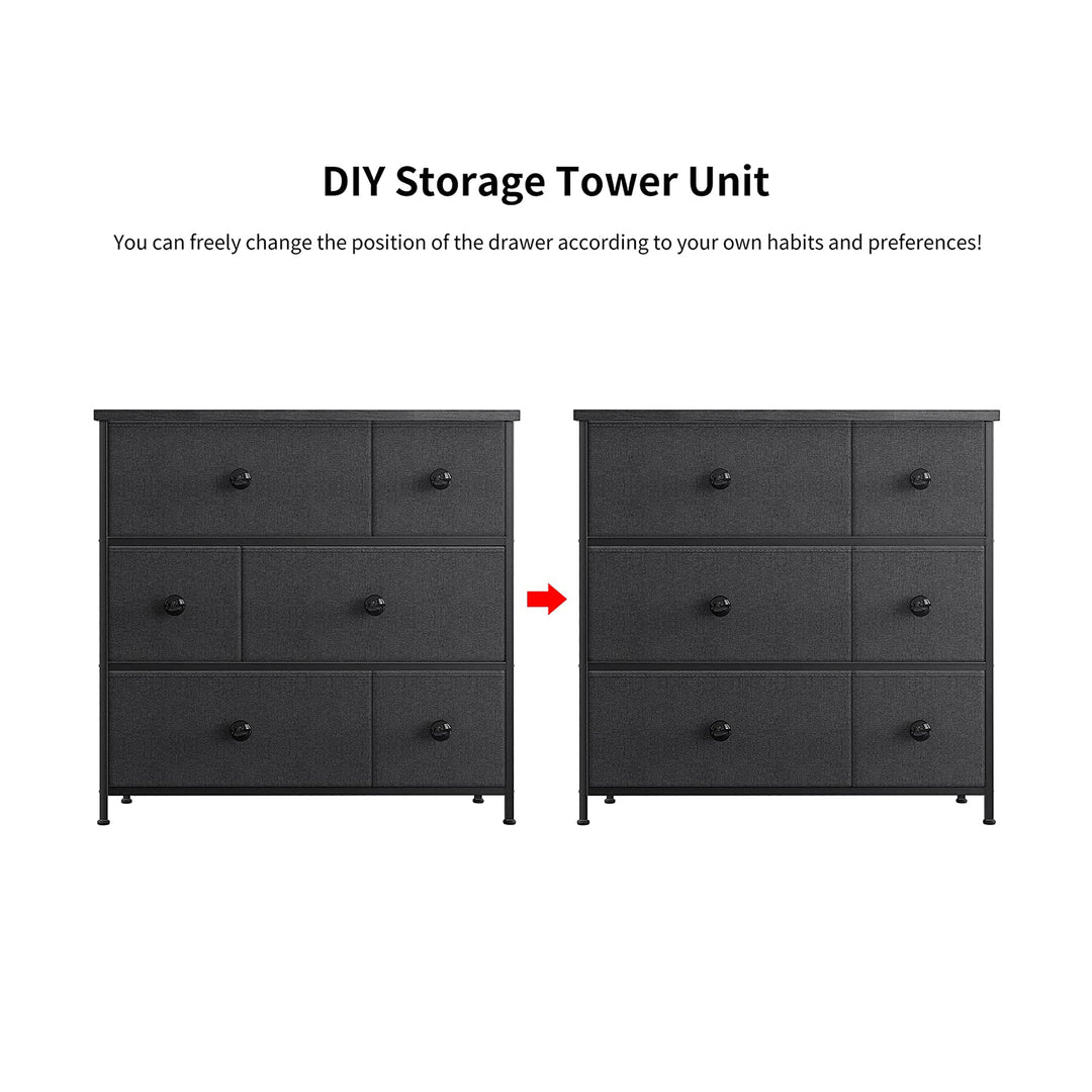 REAHOME 6 Drawer Steel Frame Bedroom Storage Organizer Chest Dresser, Black Grey - VMInnovations