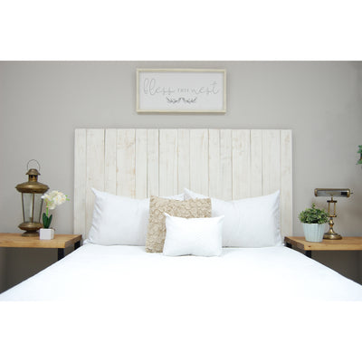 Barn Walls Floating Hanger 3 Panel Wall Headboard, Whitewash, Queen (Open Box)