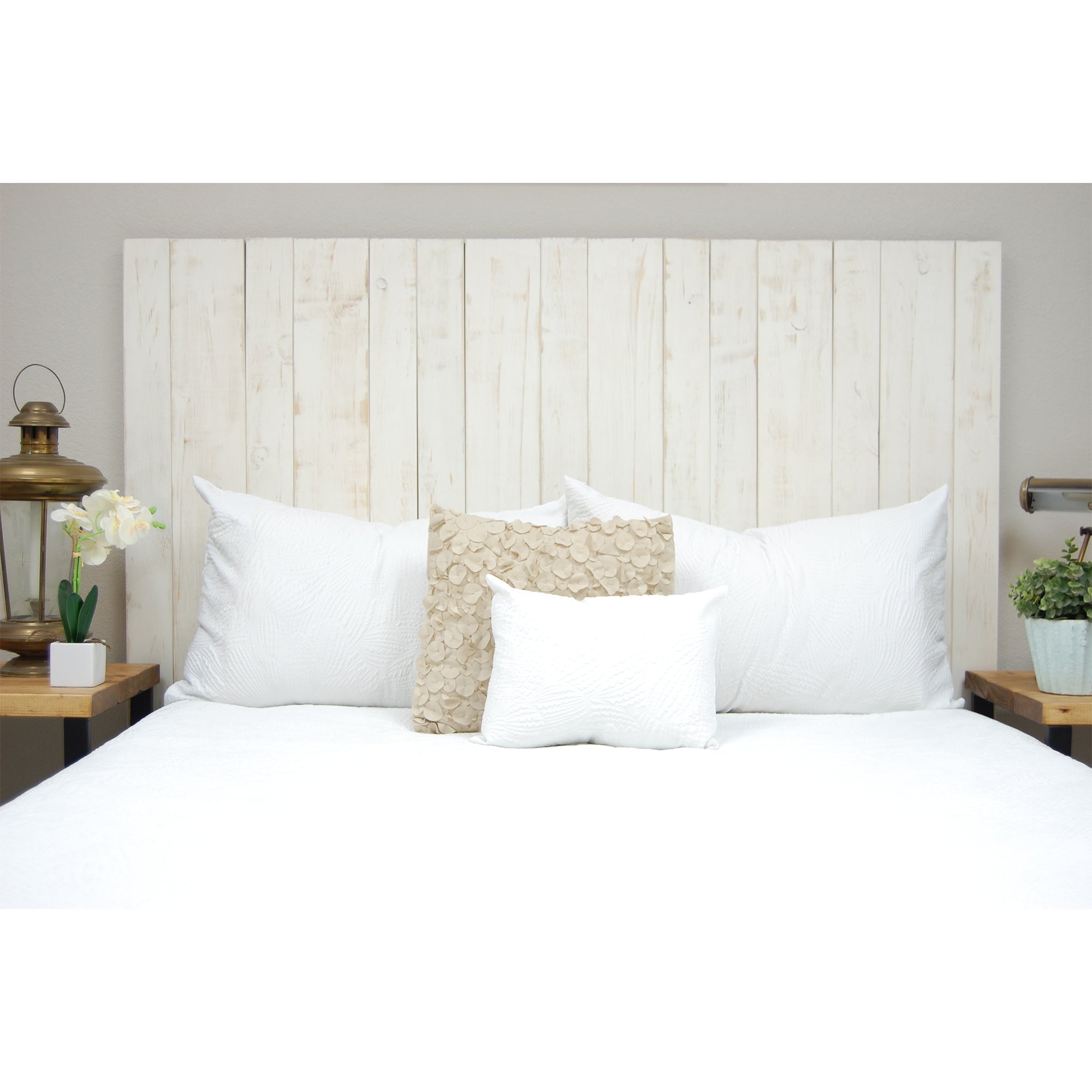 Barn Walls Floating Hanger 3 Panel Wall Headboard, Whitewash, Queen (Open Box)