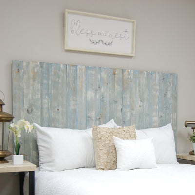 Barn Walls Handcrafted Floating 4 Panel Headboard, Blue Powderwash, King (Used)