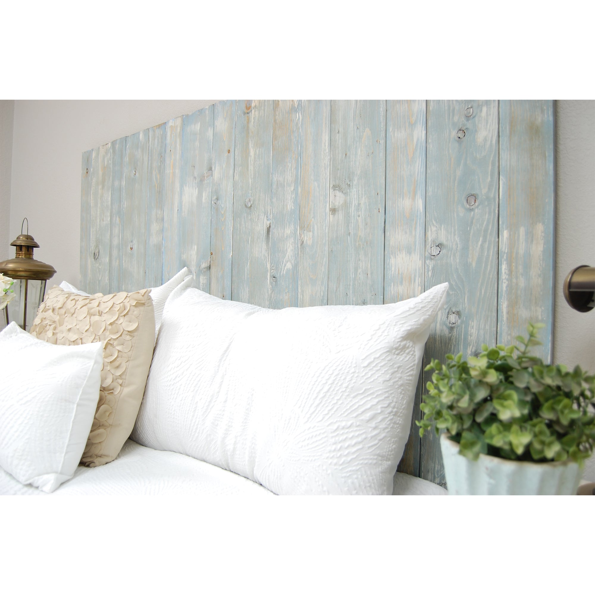 Barn Walls Handcrafted Floating 4 Panel Headboard, Blue Powderwash, King (Used)
