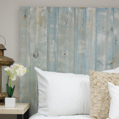 Barn Walls Handcrafted Floating 4 Panel Headboard, Blue Powderwash, King (Used)